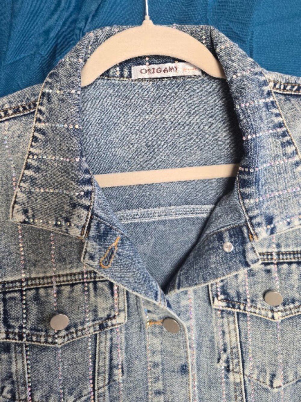 ORIGAMI by Vivian Statement Acid / Light-Wash Denim Jacket